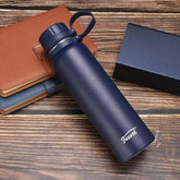 Kuber Industries Pack of 6 Vacuum Insulated Water Bottle | Stainless Steel Water Bottle | Hot & Cold Water Bottle | Leakproof, BPA Free, Rustproof | 1100 ML | Navy Blue